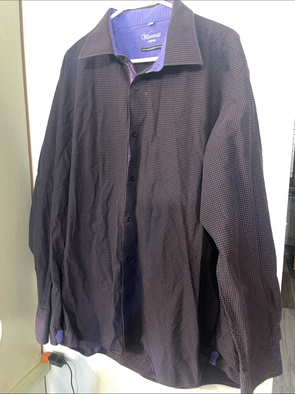 Vittorio Men’s Purple Micro-Pattern Button-Down Shirt